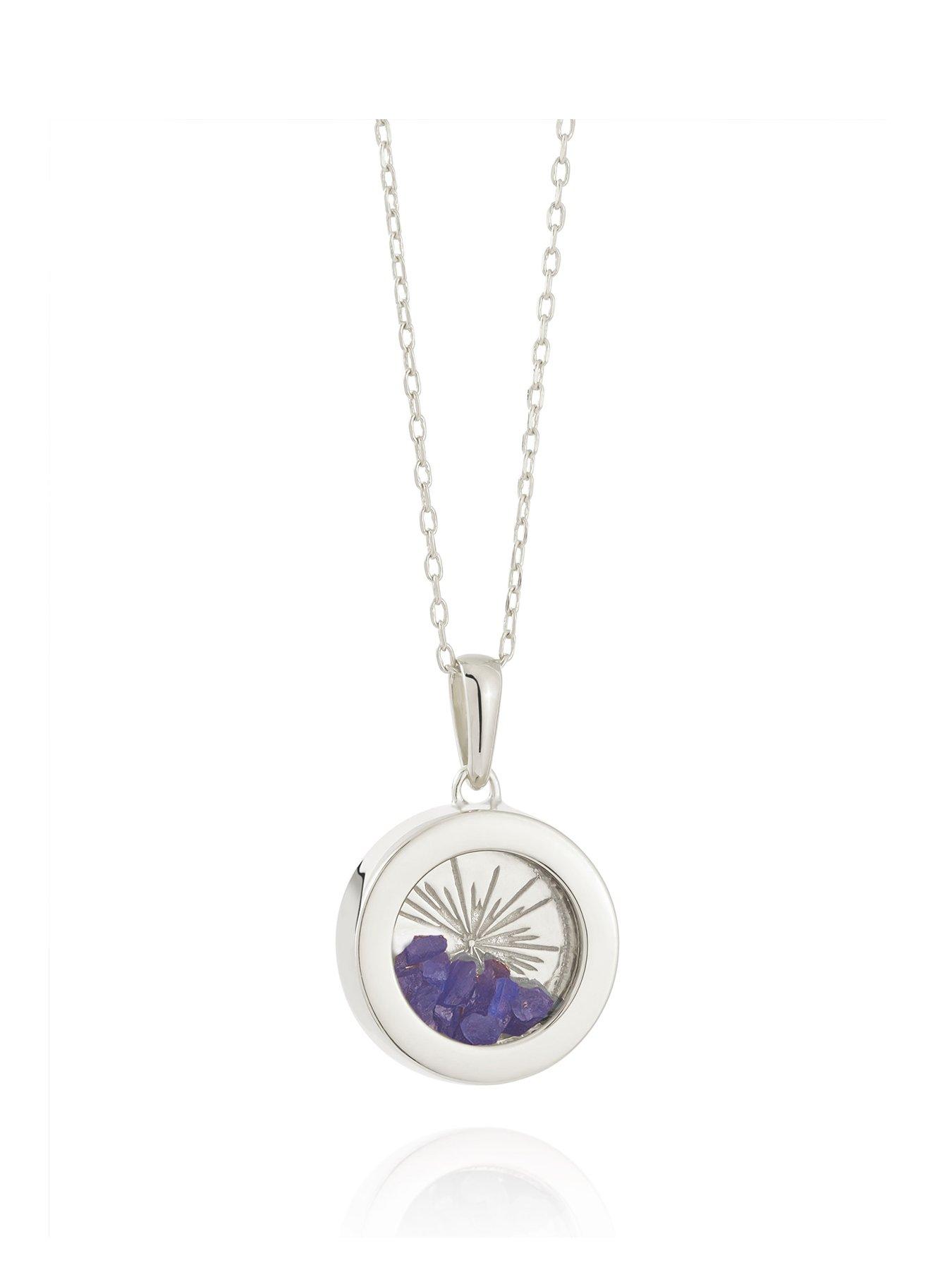 undefined Silver Small Deco Sun Amulet  Birthstone Necklace