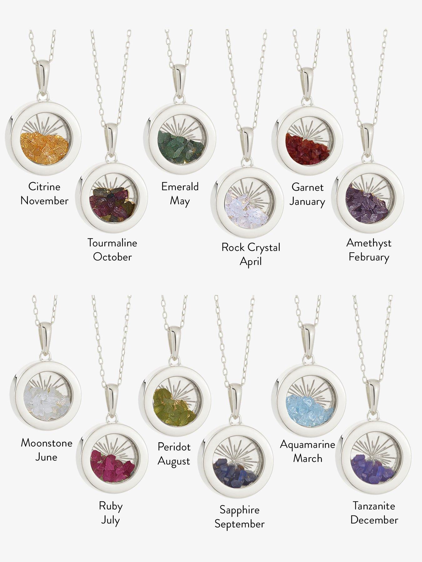 Small Deco Sun Birthstone Amulet Necklace main image 0