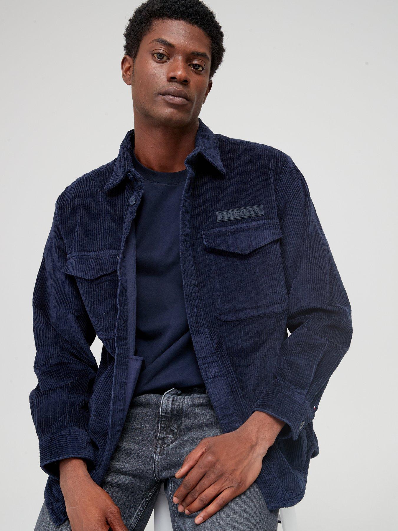 Tommy Hilfiger Corduroy Solid Overshirt - Navy | very.co.uk