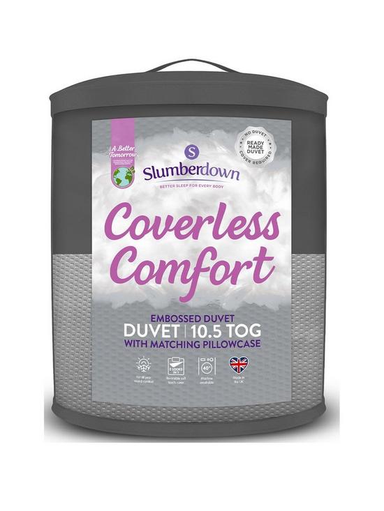front image of slumberdown-coverless-comfort-embossed-waffle-105-tog-duvet-grey