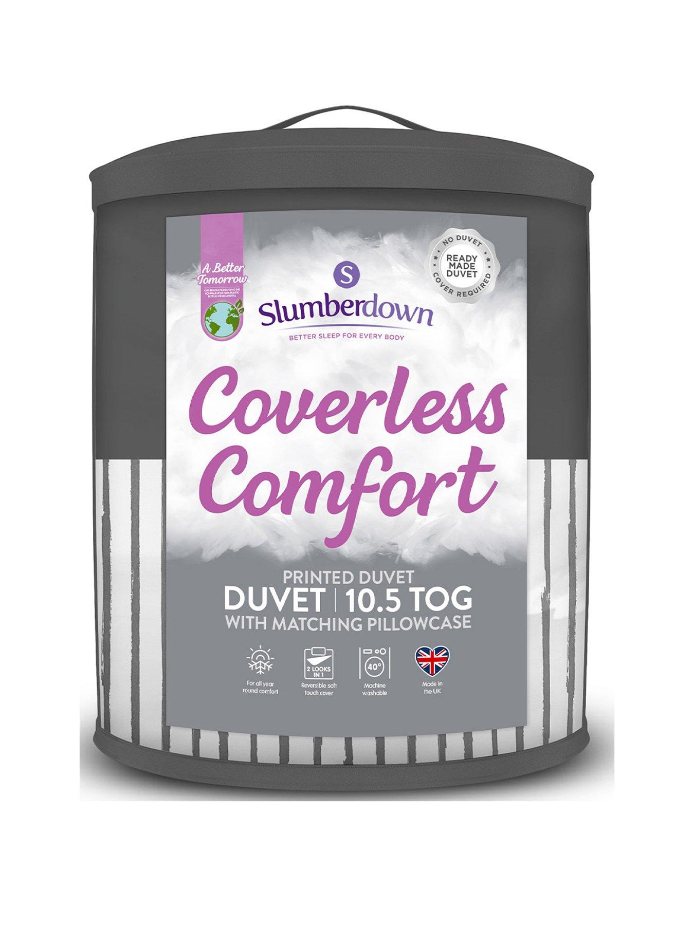 Product photograph of Slumberdown Coverless Comfort Printed Stripe 10 5 Tog Duvet - Grey White from very.co.uk