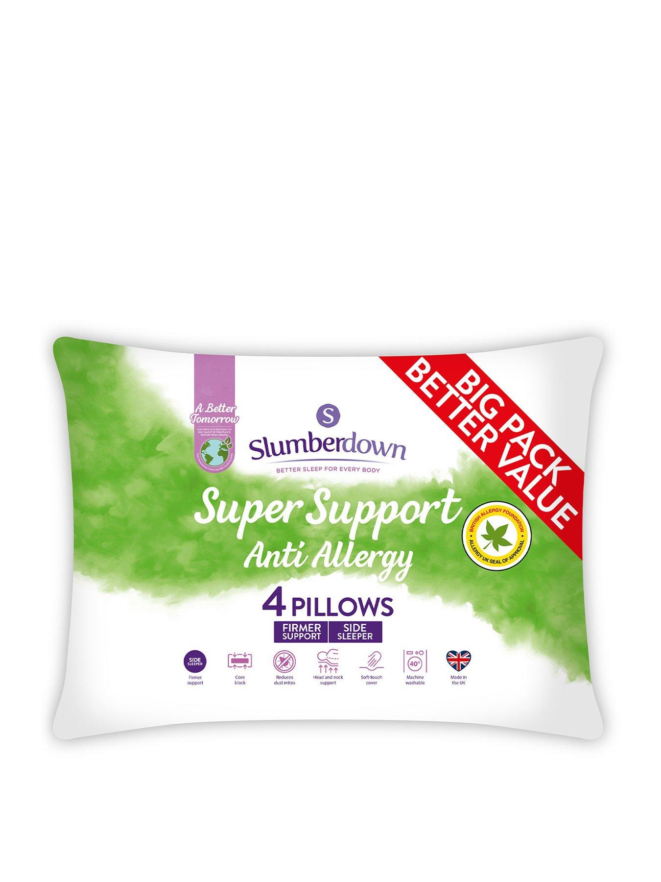 Product photograph of Slumberdown Anti-allergy Super Support Firm Pillows Pack Of 4 - White from very.co.uk
