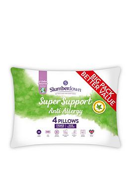 Product photograph of Slumberdown Anti-allergy Super Support Firm Pillows Pack Of 4 - White from very.co.uk