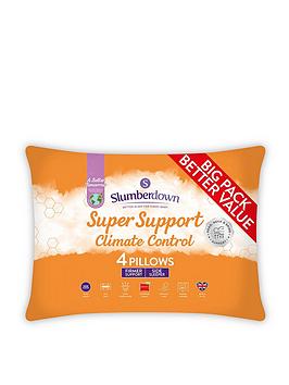 Product photograph of Slumberdown Climate Control Super Support Pack Of 4 Pillows - White from very.co.uk