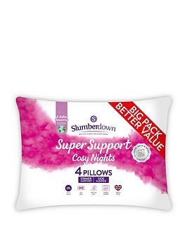 Product photograph of Slumberdown Cosy Nights Super Support Pack Of 4 Pillows - White from very.co.uk