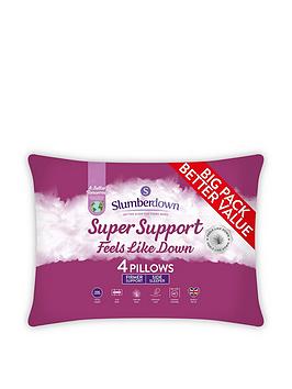 Product photograph of Slumberdown Feels Like Down Super Support Pack Of 4 Pillows - White from very.co.uk