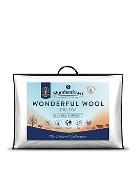 Product photograph of Slumberdown Wonderful Wool Pillow - Medium Support - White from very.co.uk