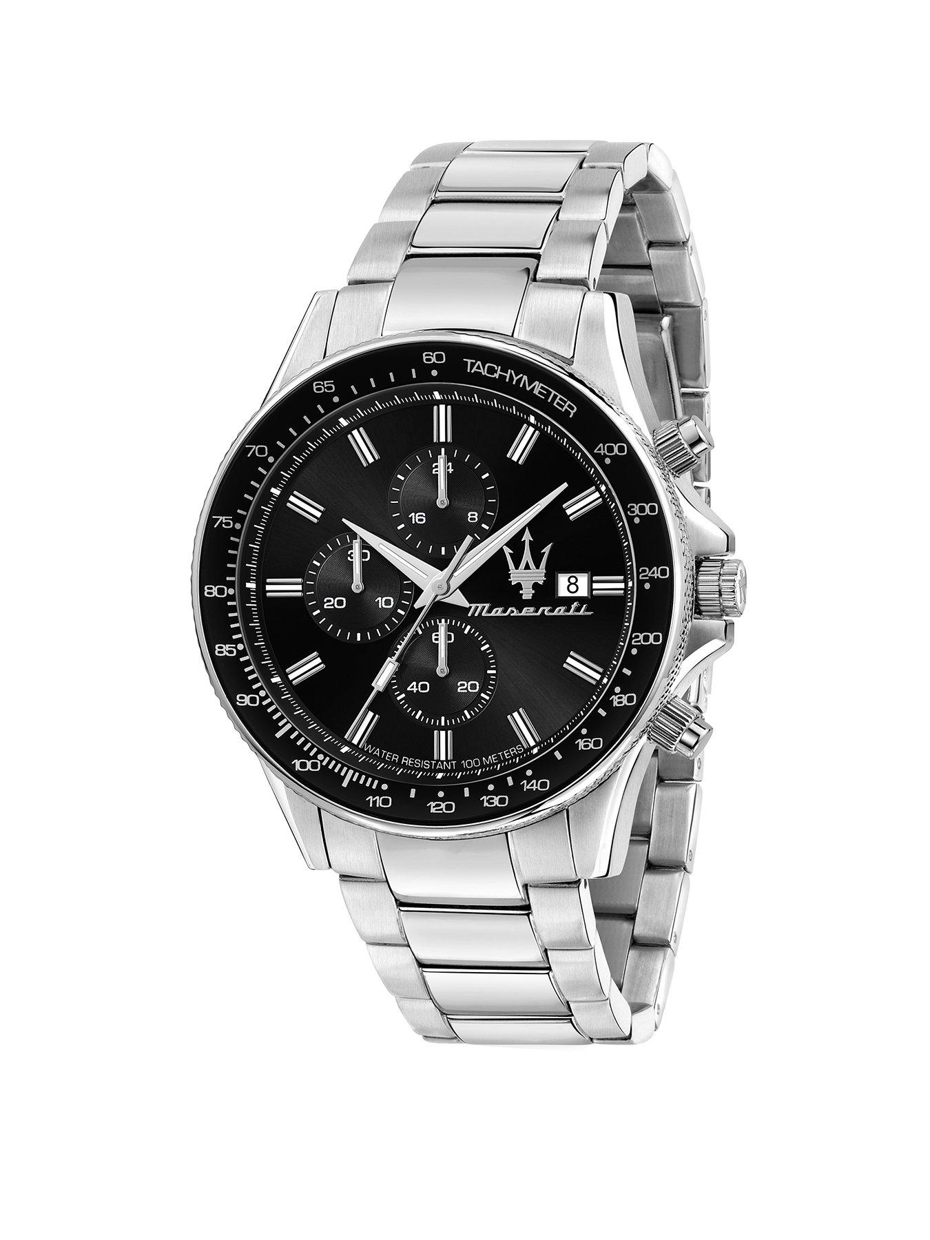 Maserati SFIDA Chronograph Black Silver Dial Black Rubber Strap Watch For Men - R8851123001