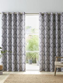 Product photograph of Catherine Lansfield Aztec Geo Cotton Eyelet Curtains from very.co.uk