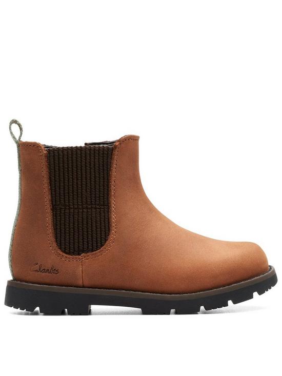front image of clarks-toddler-heath-trail-boots-brown