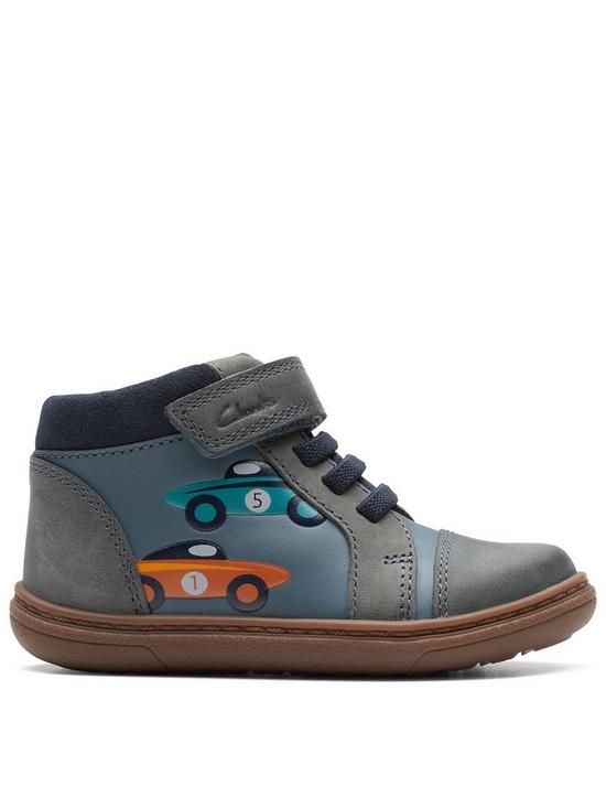 front image of clarks-toddler-flash-retro-boots-blue