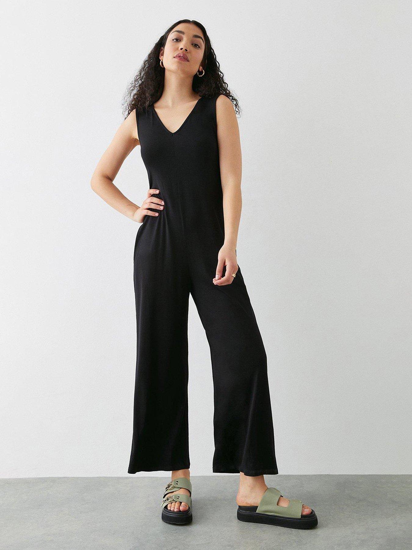 Ponte Split Neck Jumpsuit