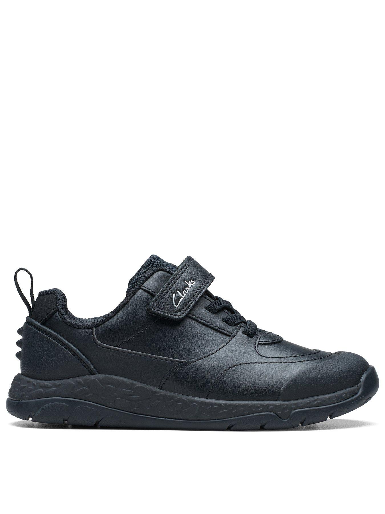 Clarks Kids Steggystride Leather Shoe - Black