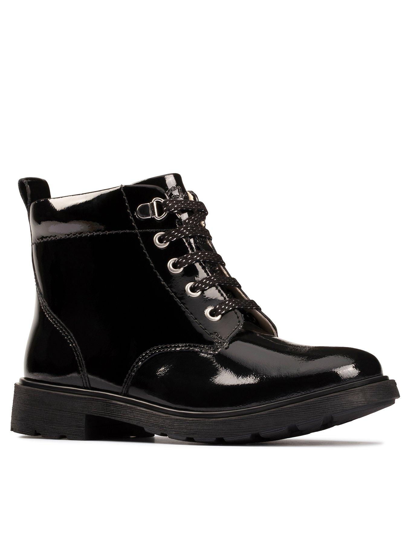 Clarks patent boots store black