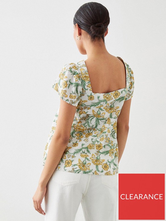 stillFront image of dorothy-perkins-floral-linen-look-button-front-blouse-yellow