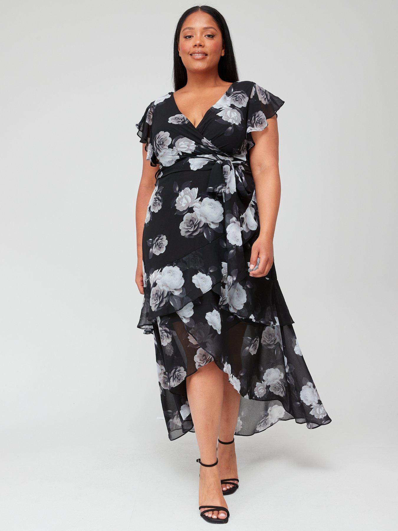 City chic black floral 2024 dress