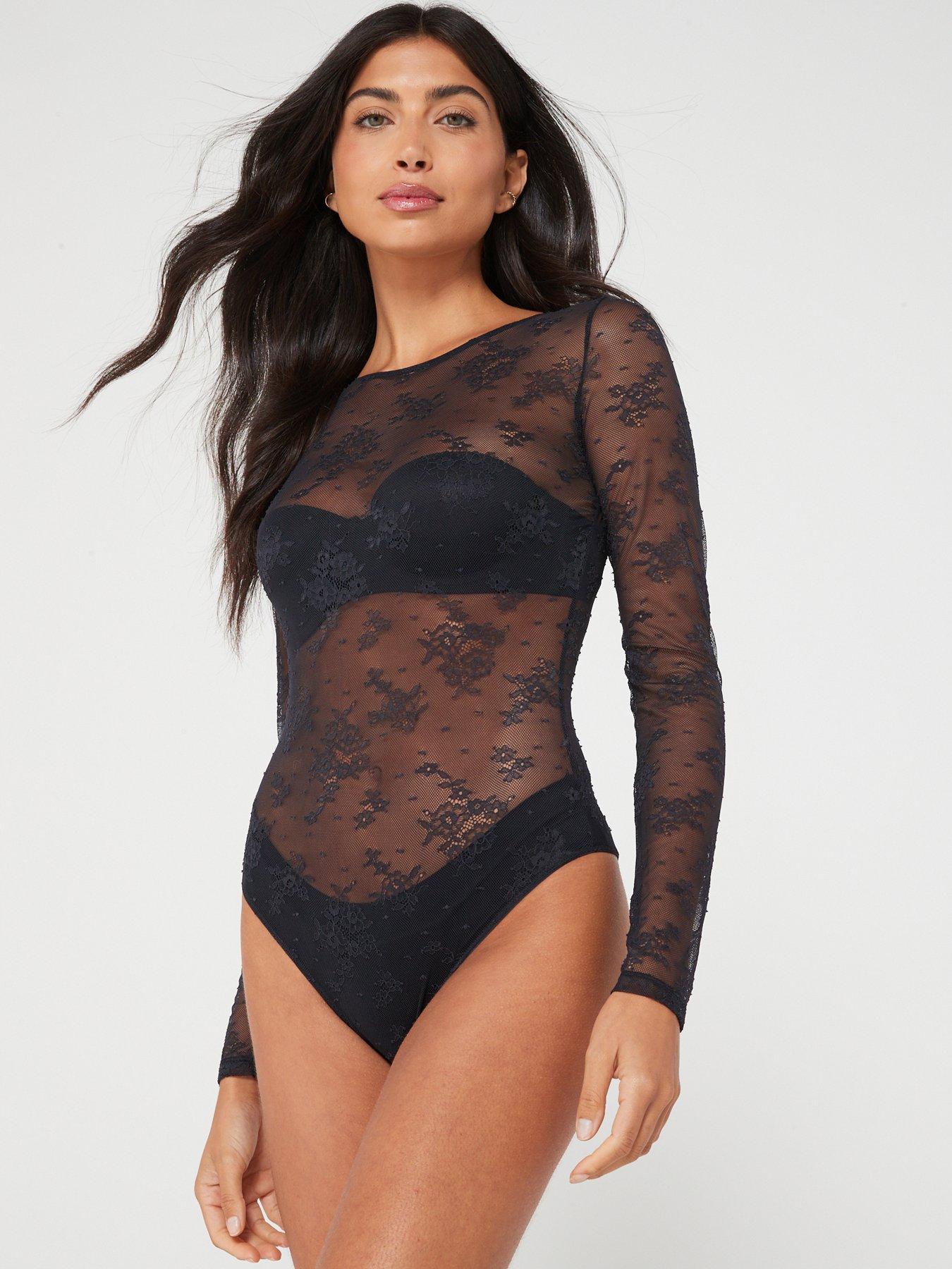 Paloma Lace Up Bodysuit - Black