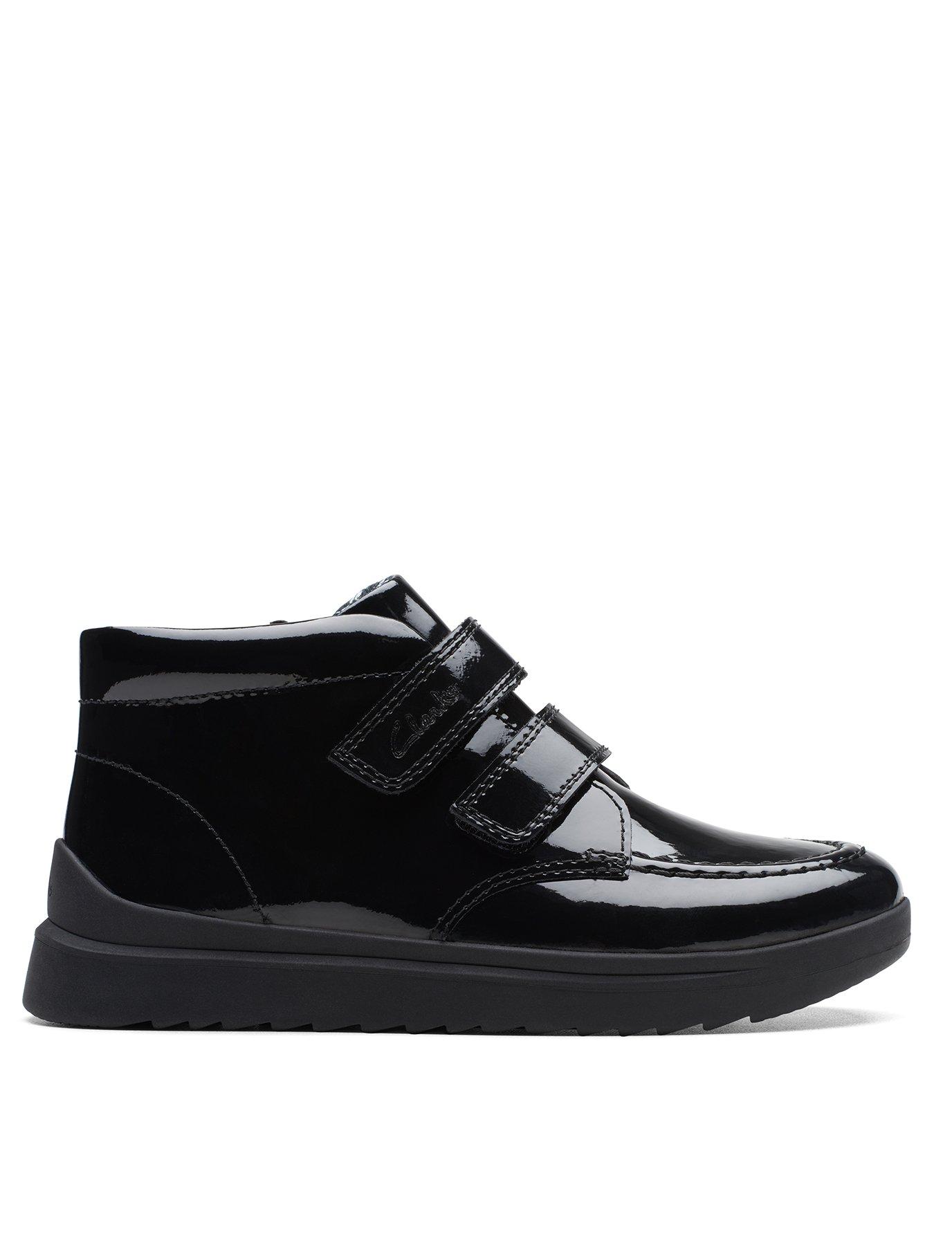 Black Patent Gum Sole Lace Up Boots - Matalan