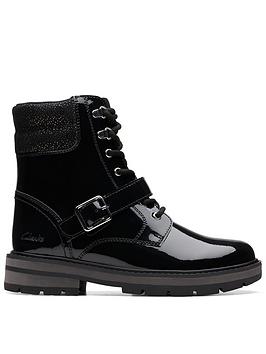 clarks kid prague buckle boots - black