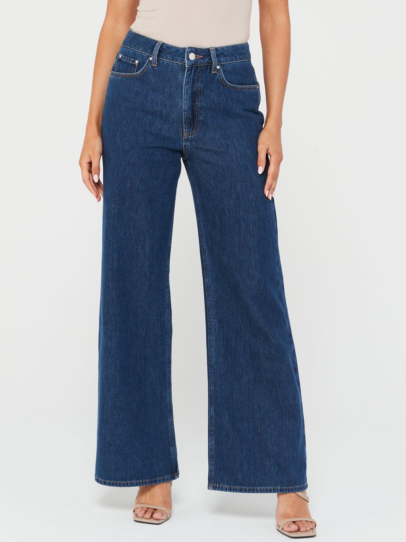 V by Very Relaxed Wide Leg Jeans - Dark Wash