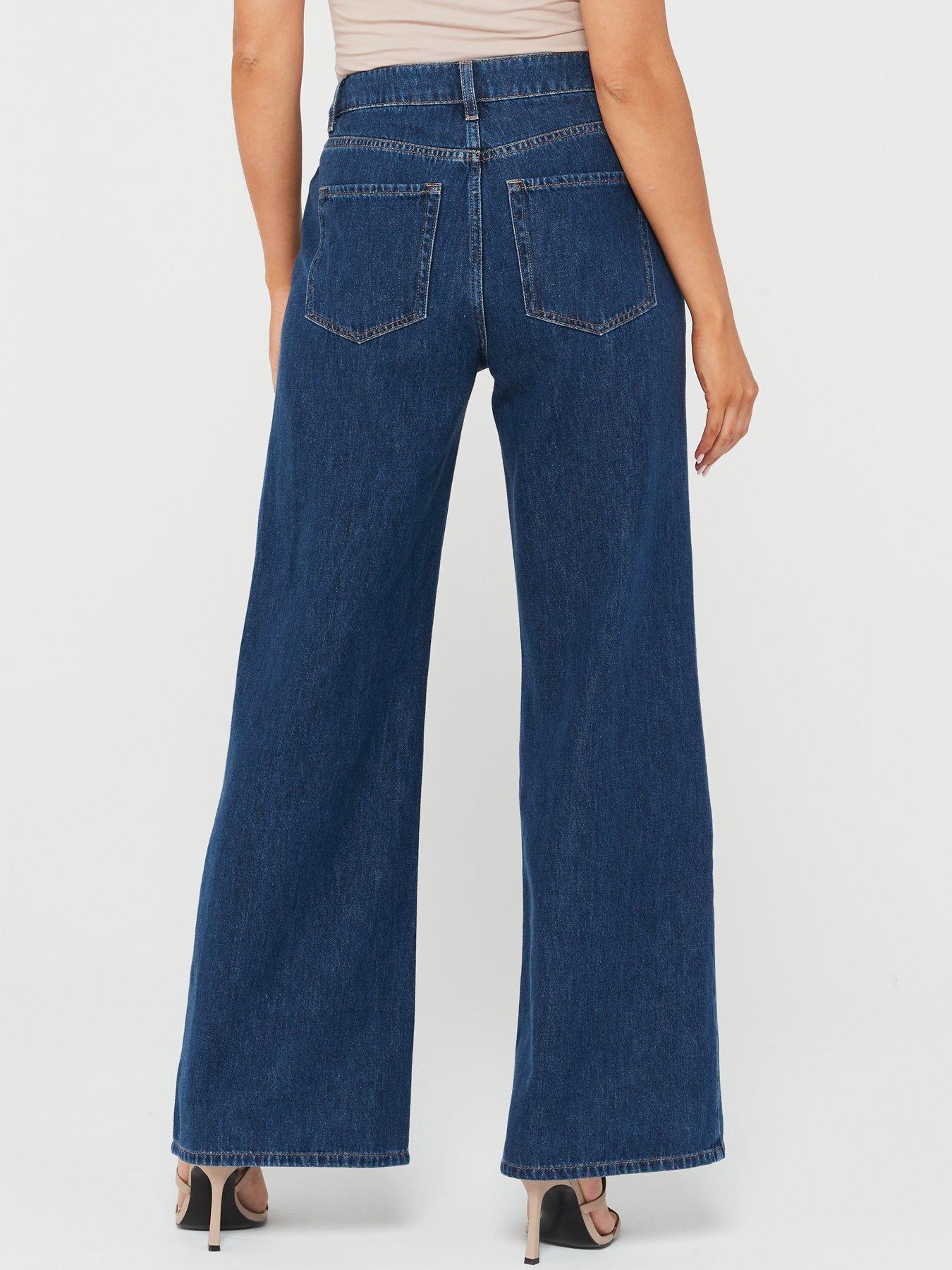 V by Very Relaxed Wide Leg Jeans - Dark Wash | Very.co.uk