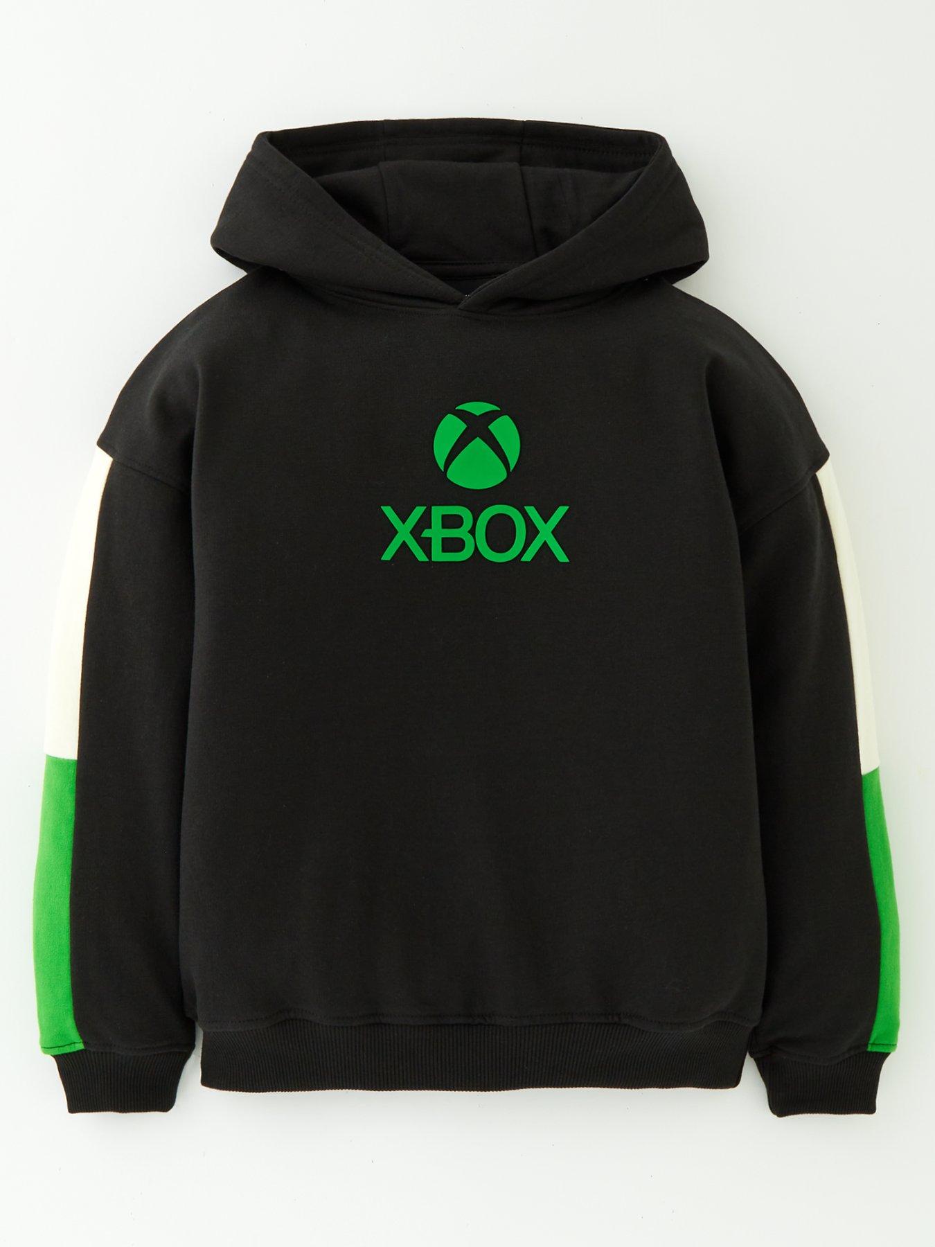 xbox-cut-and-sew-stripe-hoodie-black