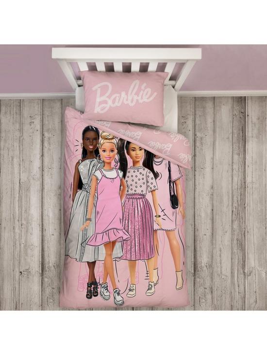 front image of barbie-figures-single-duvet-cover-set-multi