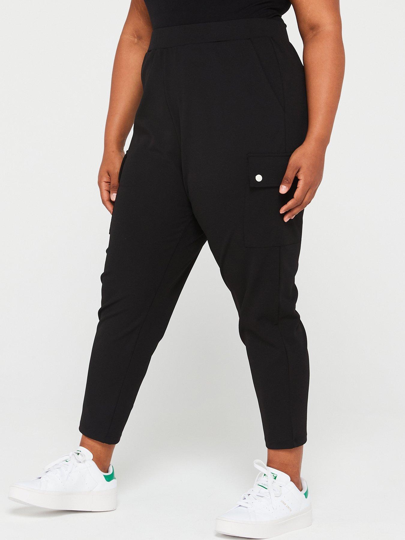 Black Ponte Tapered Cargo Trousers