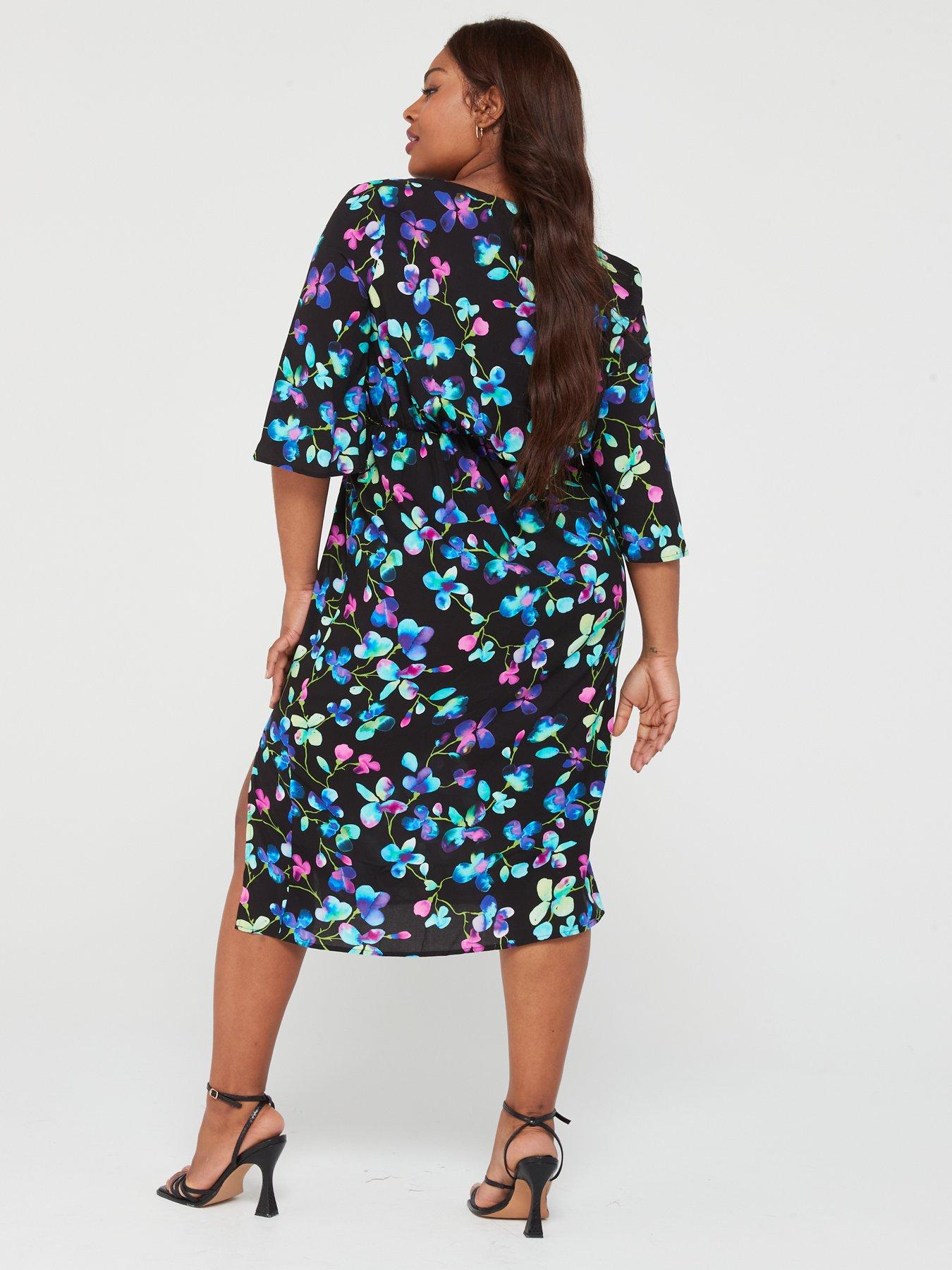 Wrap Detail Midi Dress Black