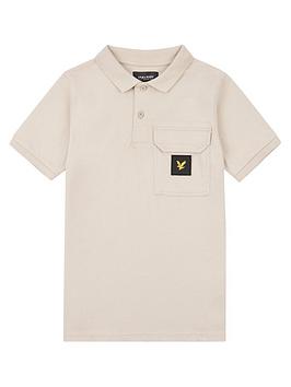 Lyle  Scott Boys Jersey Pocket Polo Shirt - Moonstruck - Light Grey