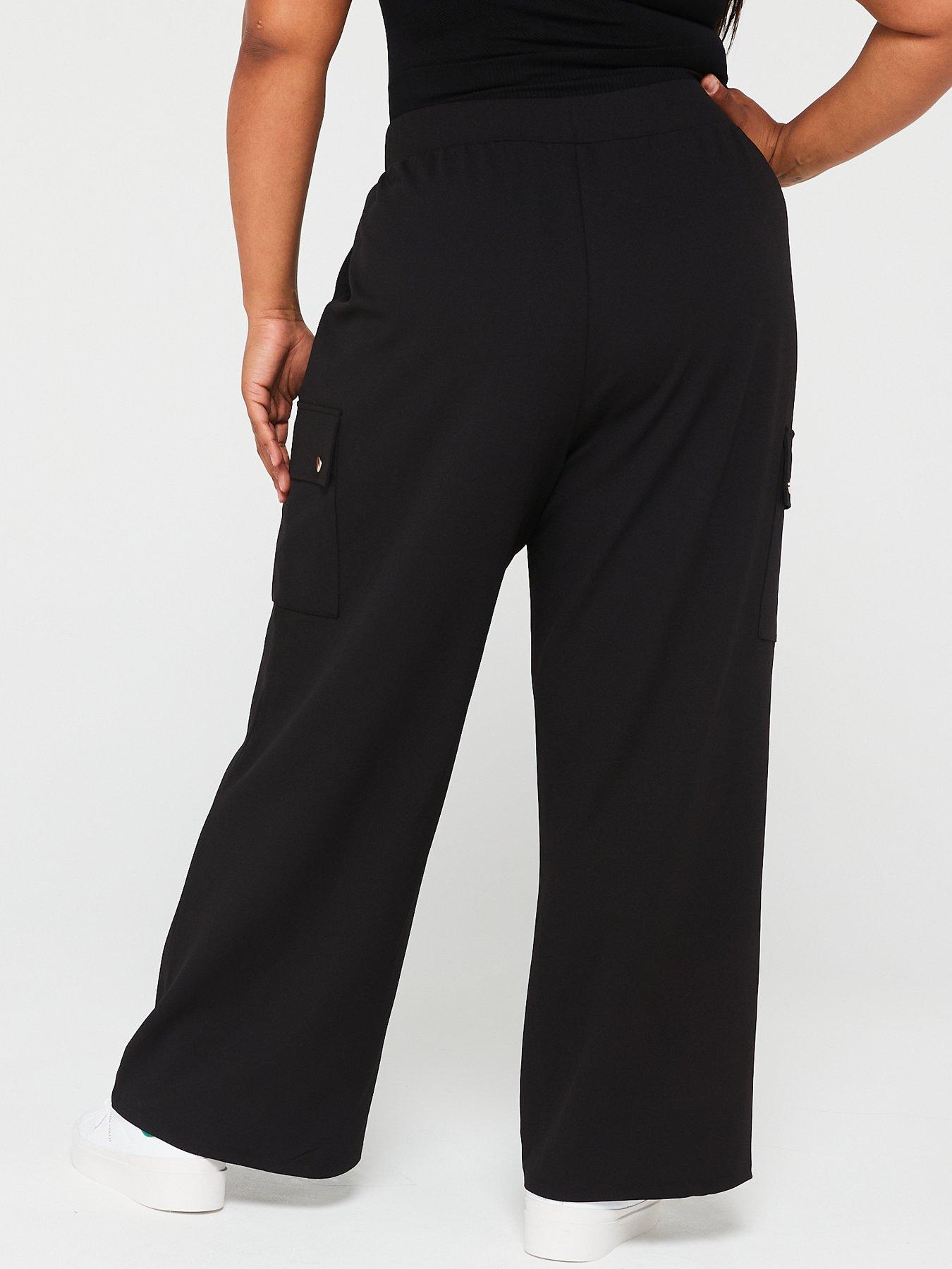 Image 2 of 6 of V by Very Curve Wide Leg Cargo Stretch Crepe Trouser - Black