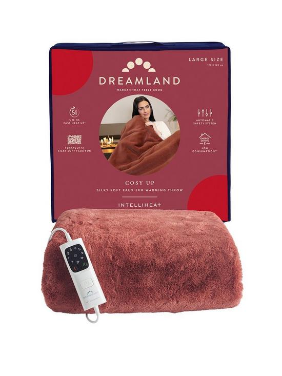front image of dreamland-intelliheat-cuddle-up-heated-throw-terracotta