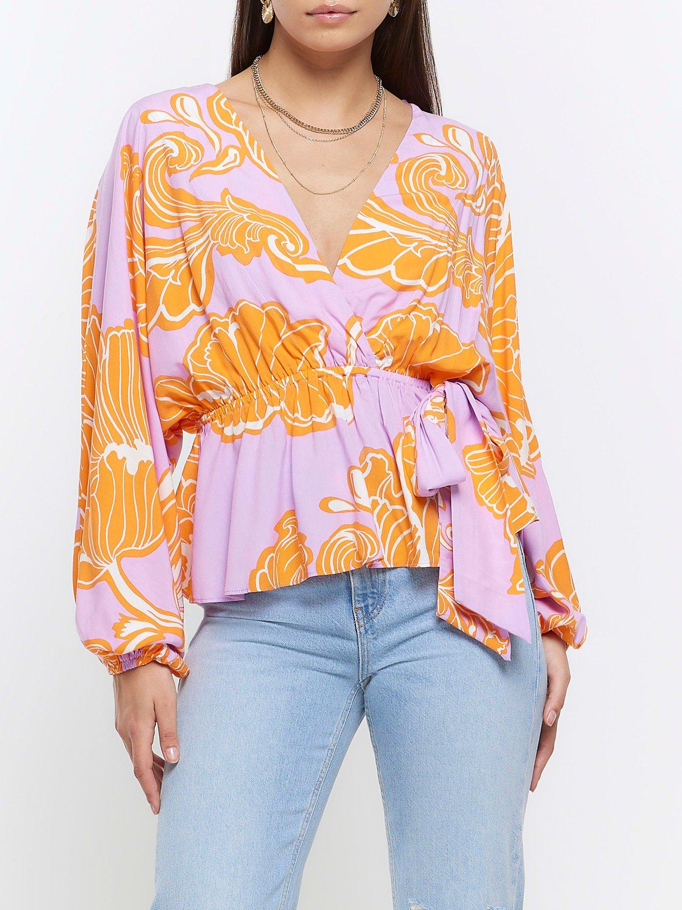 River island yellow floral hot sale top