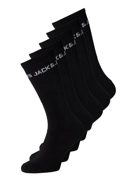 jack-jones-jack-amp-jones-5-pack-logo-tennis-socks-black