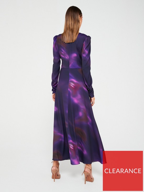 stillFront image of fig-basil-ls-ombre-button-front-midiaxi-dress