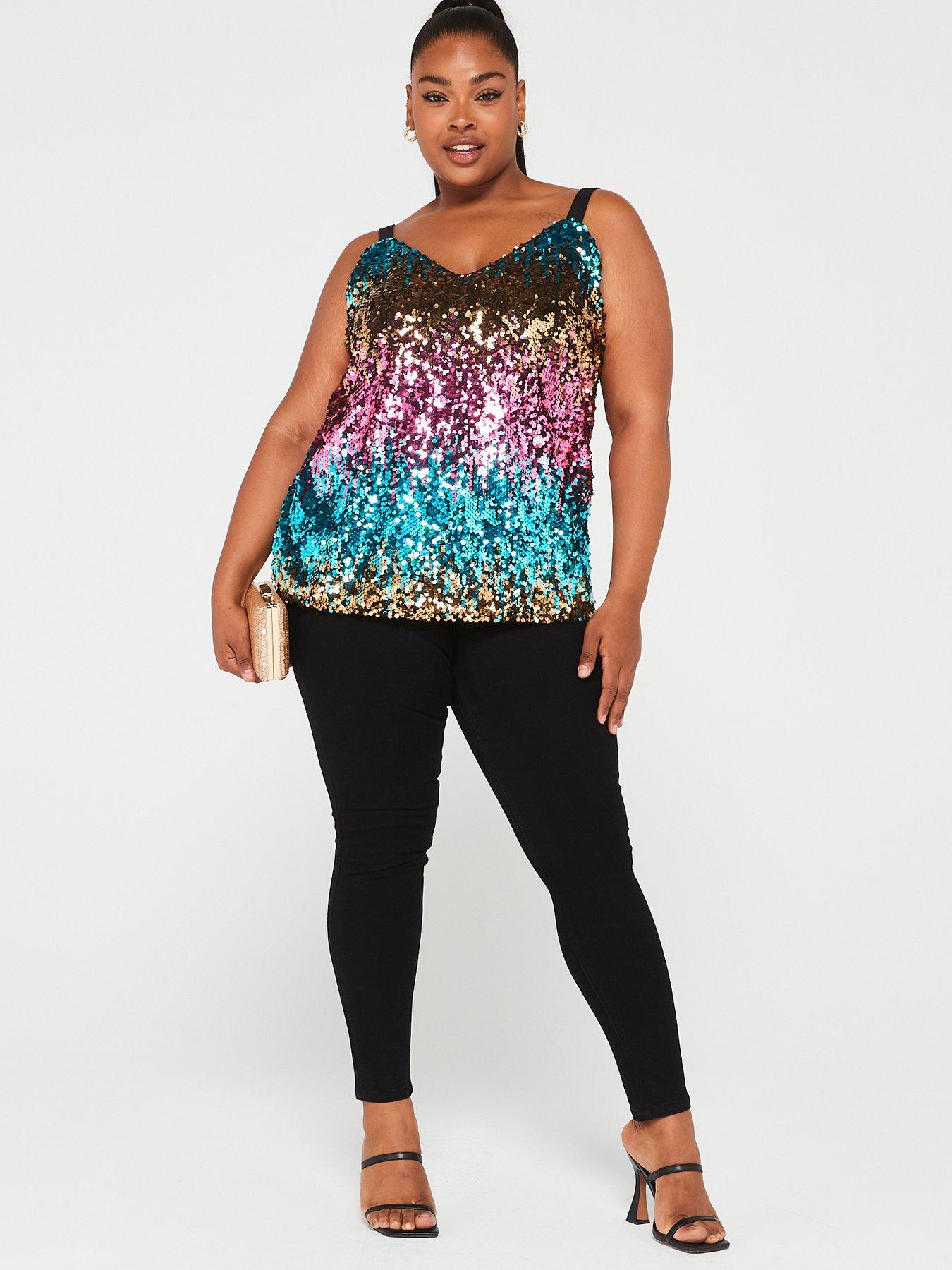 V by Very Curve Ombre Sequin Cami Vest Top - Multi