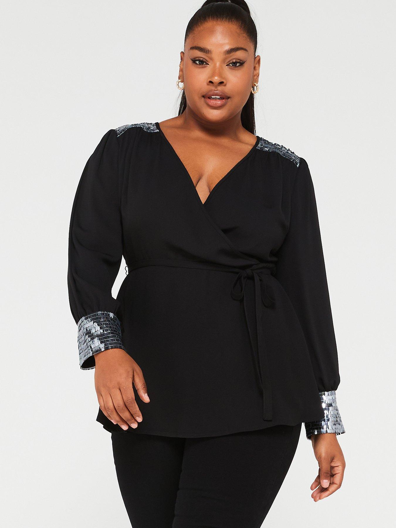 v-by-very-curve-sequin-belted-peplum-wrap-blouse-black