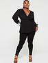  image of v-by-very-curve-sequin-belted-peplum-wrap-blouse-black