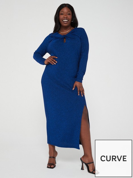 v-by-very-curve-lurex-midi-dress-blue