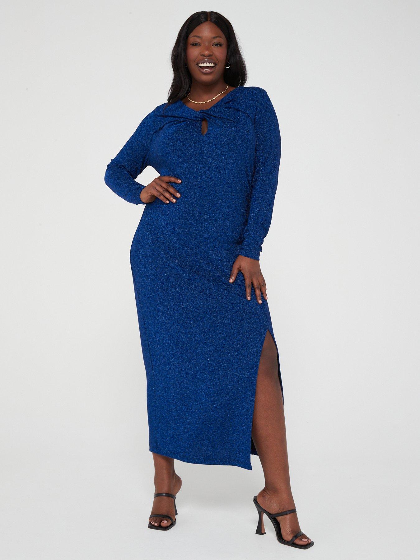 Blue midi dress plus sales size