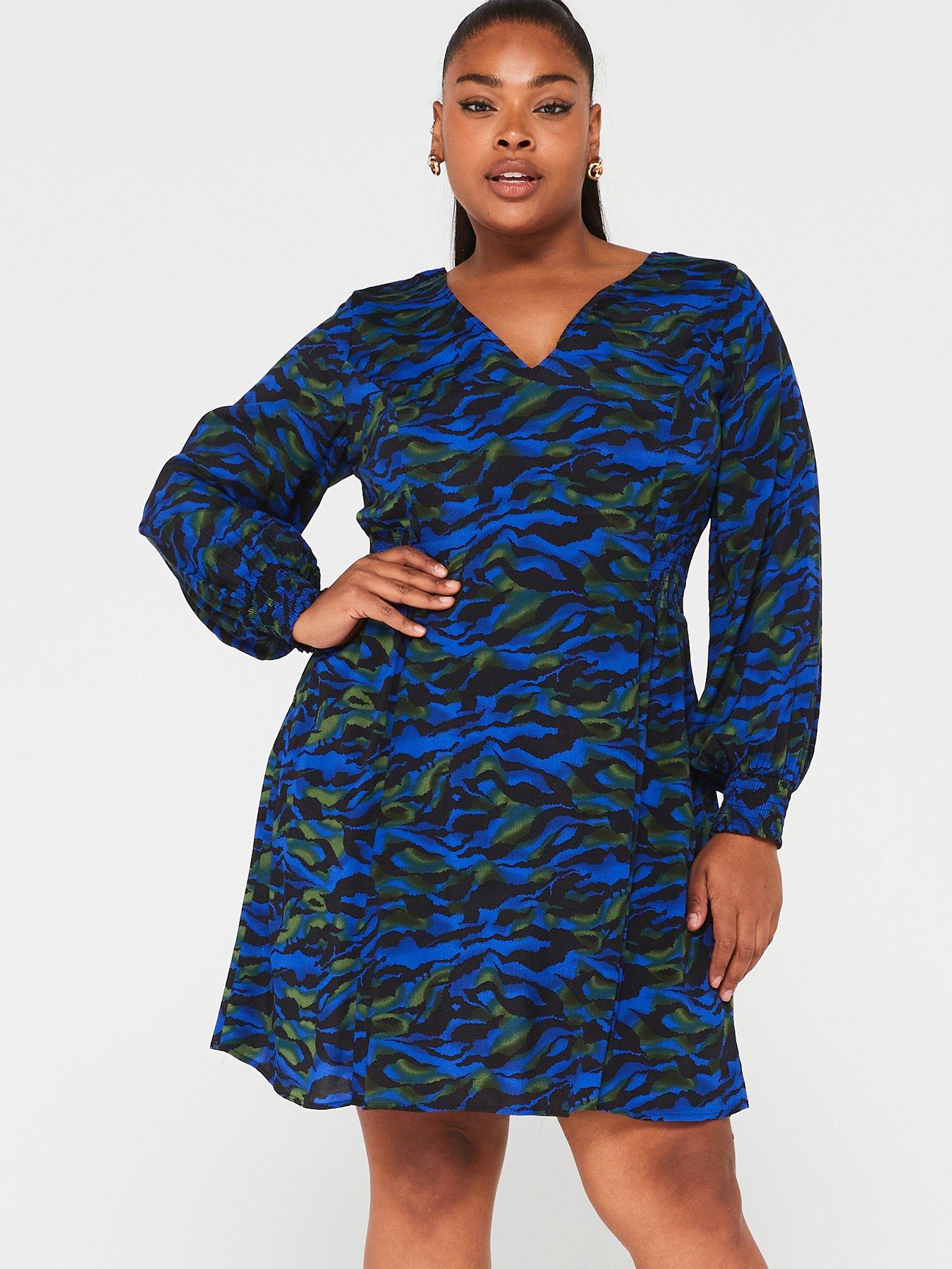 Green Printed Short Sleeve Shirred Waist Mini Dress – AX Paris