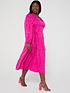  image of v-by-very-curve-animal-jacquard-lace-up-long-sleeve-midi-dress-pink