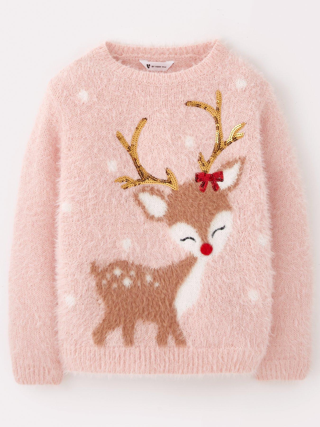 Girls reindeer 2024 christmas jumper