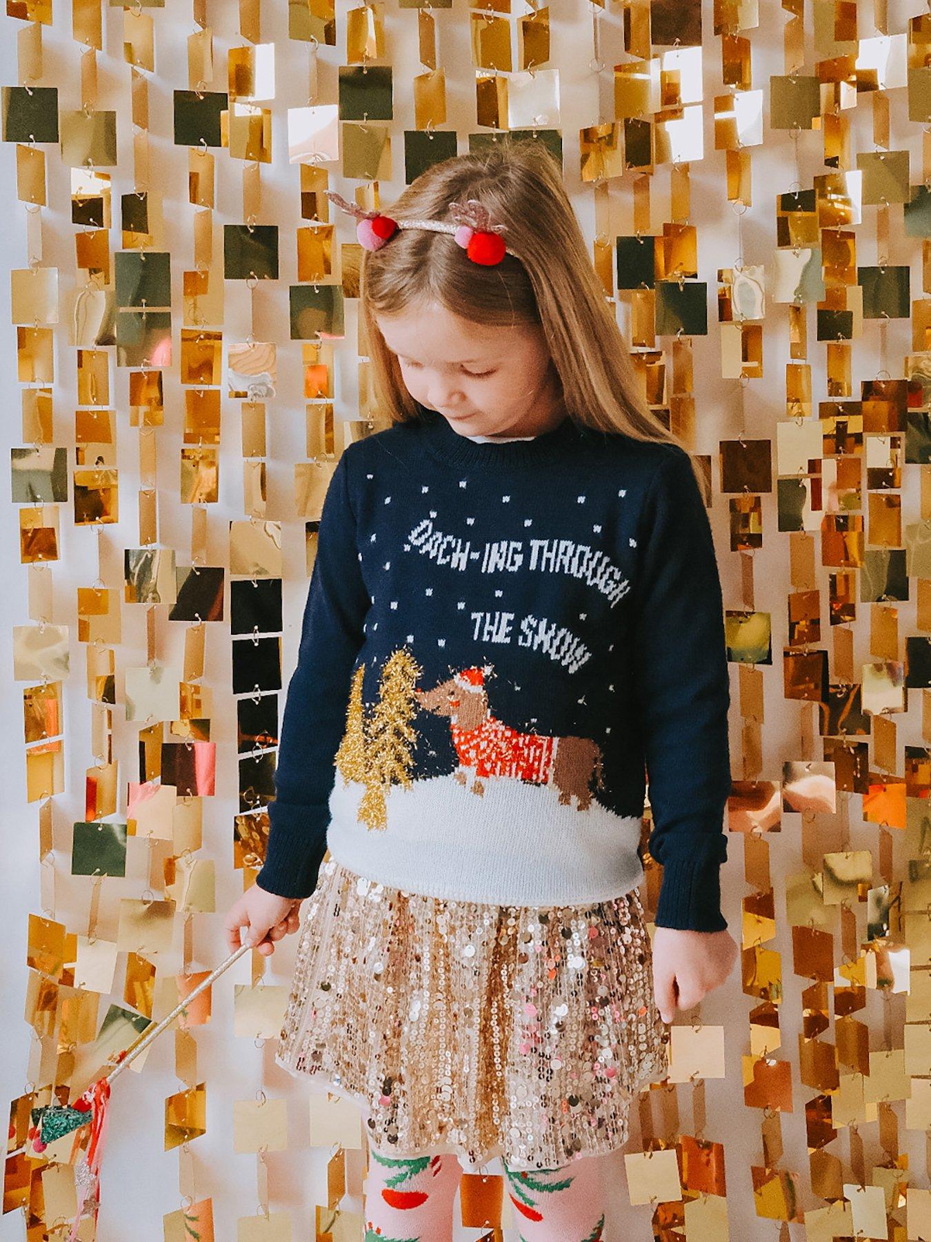 Girls Daching Christmas Jumper Night Sky
