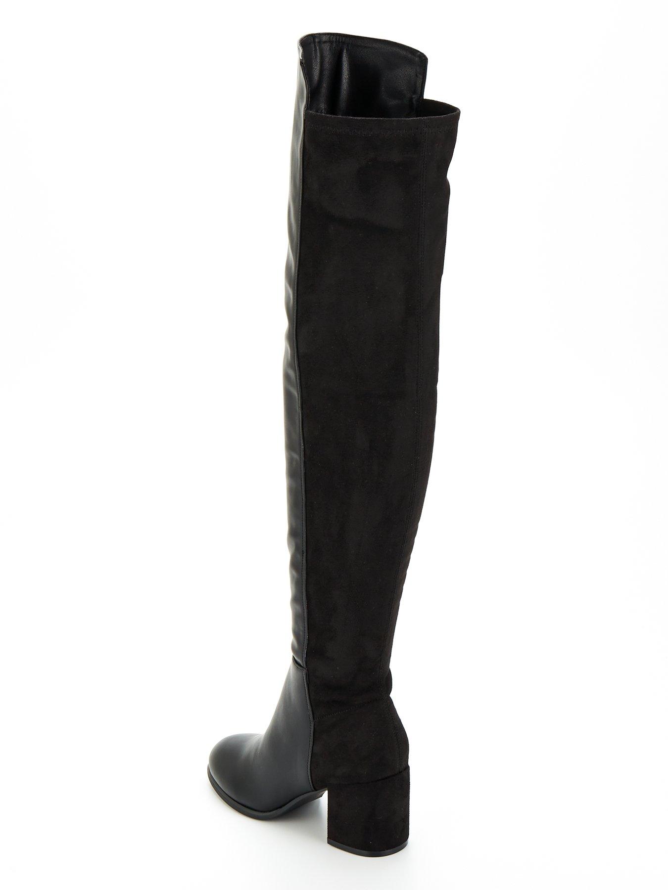 V by Very Block Heel Stretch Over The Knee Boot Black very