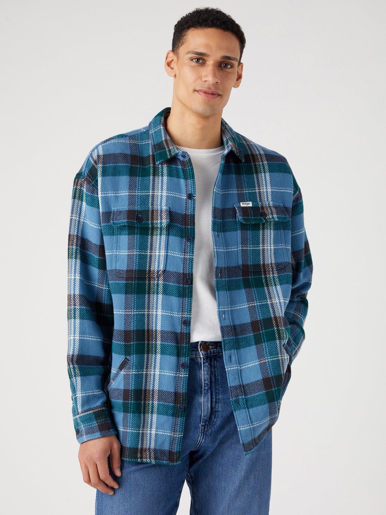 wrangler-checked-twill-overshirt-blue