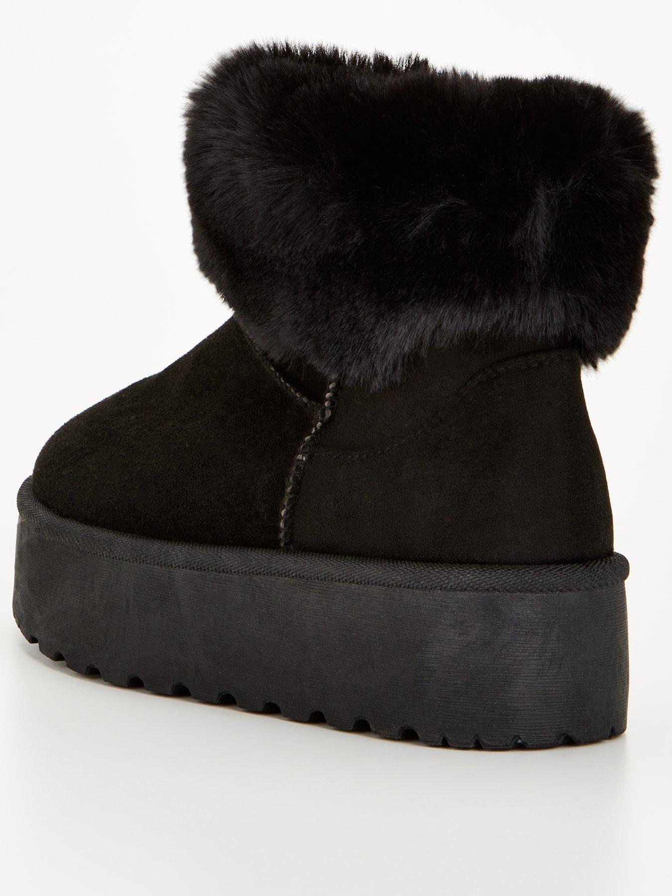 Ankle boots with hot sale fur collar