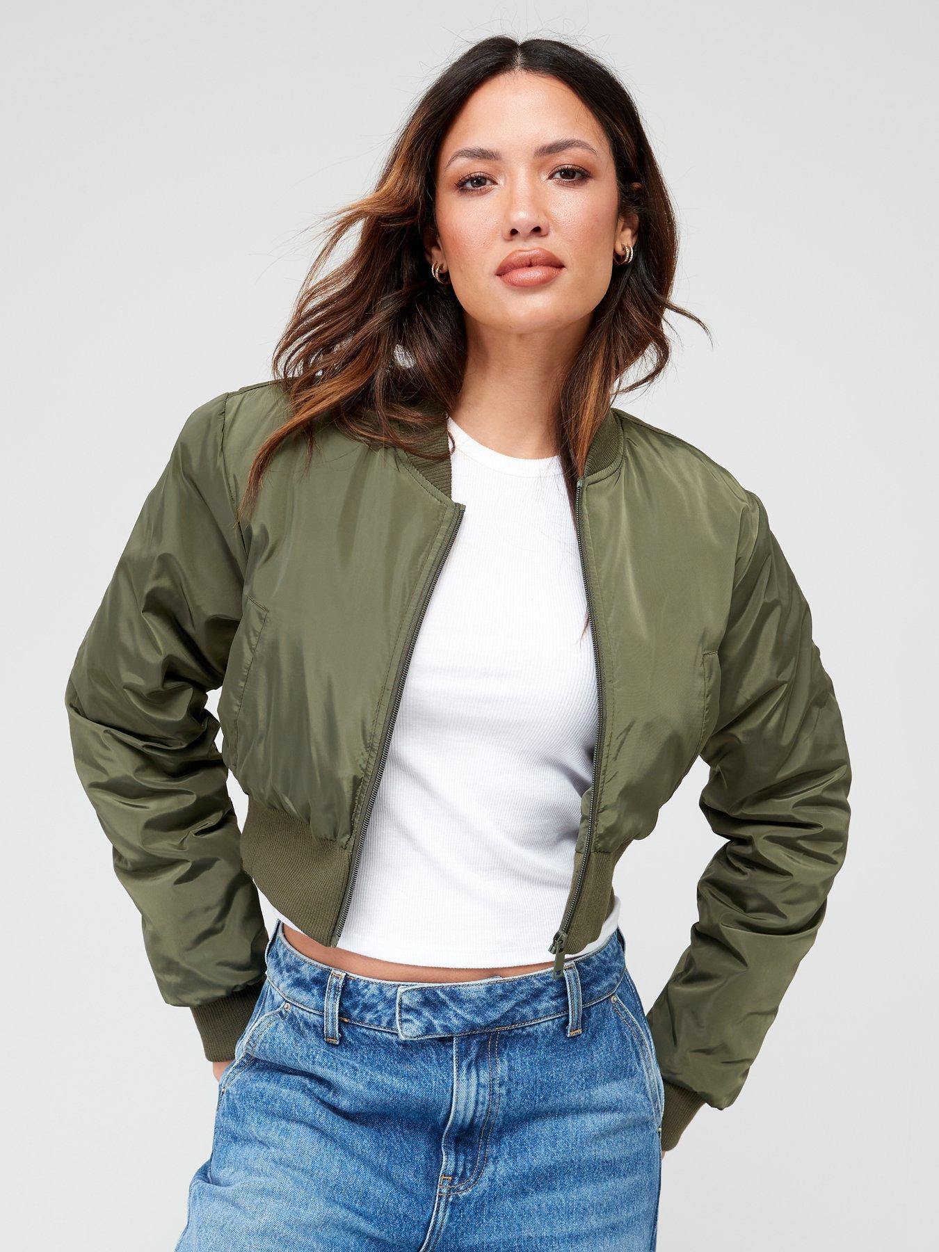 Khaki crop clearance jacket