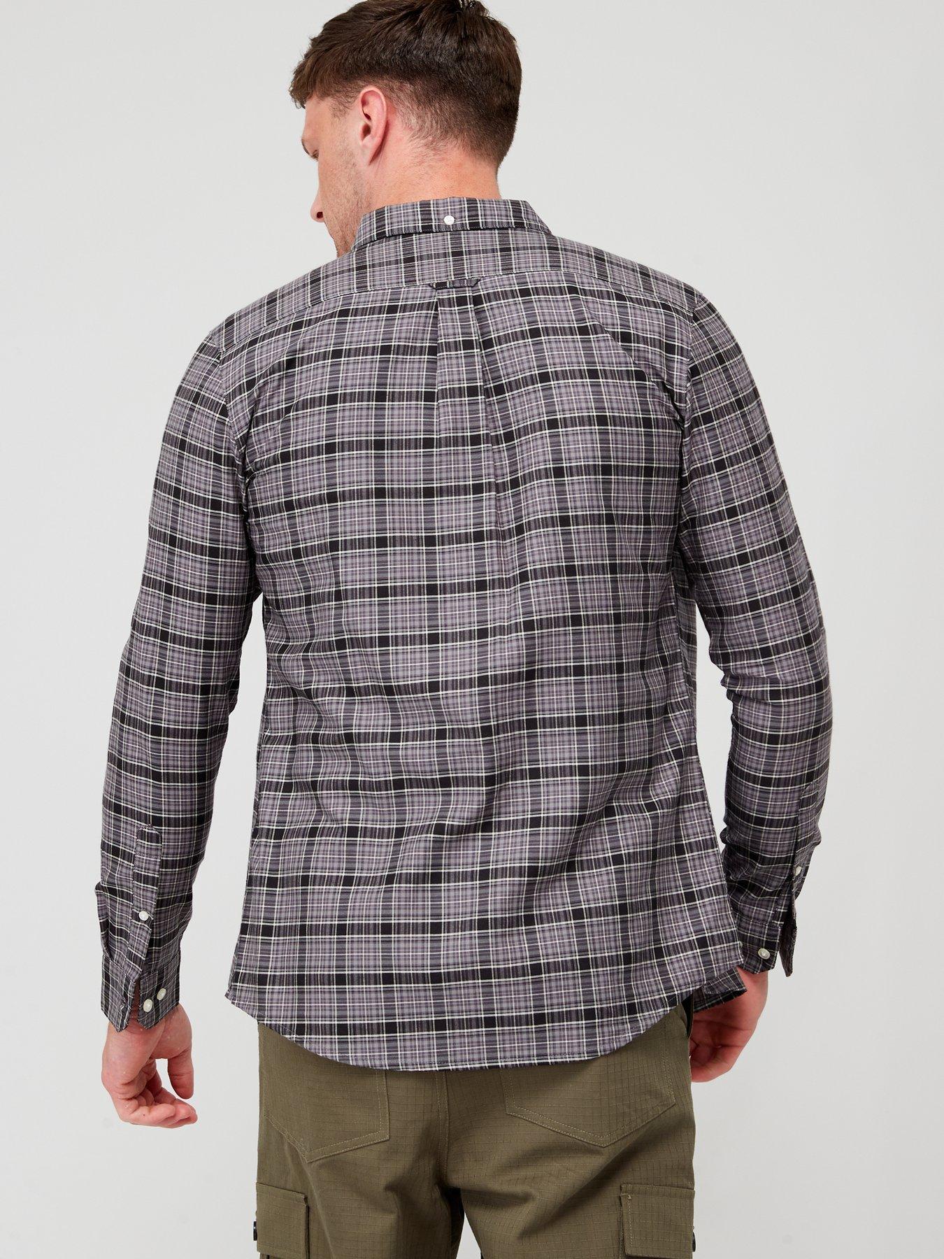 Image 2 of 5 of Farah Fraser Long Sleeve Twill Check Shirt - Dark Grey