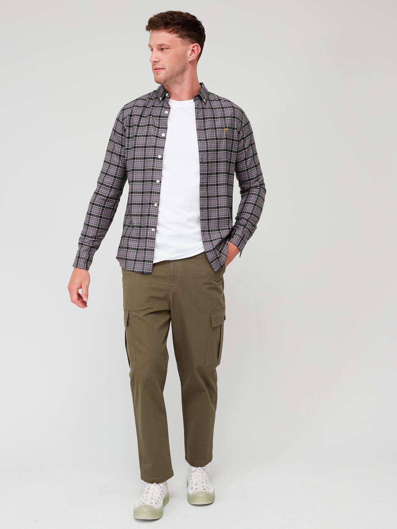 Image 3 of 5 of Farah Fraser Long Sleeve Twill Check Shirt - Dark Grey